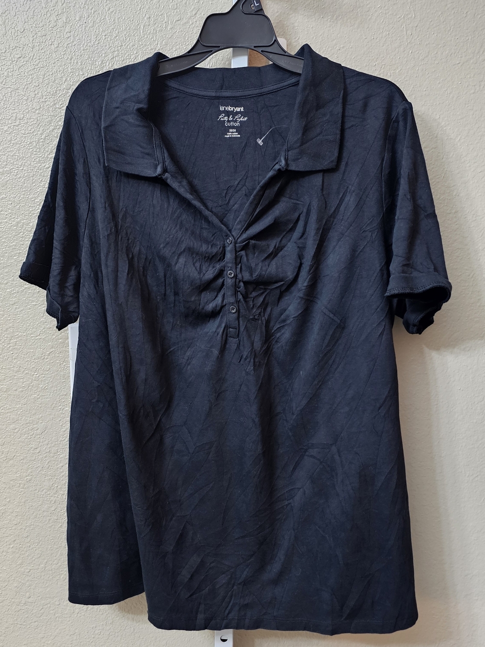 Lane Bryant Navy Blue short-sleeve black polo shirt